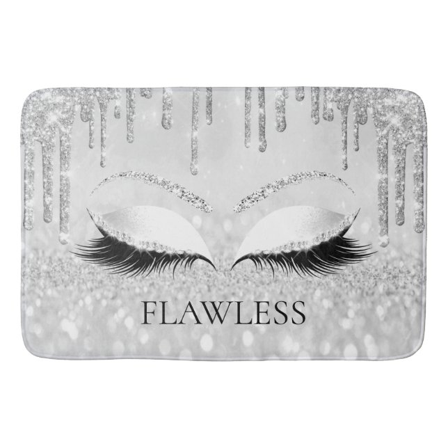 Tropfen Silver Glitzer Name Eyes Lashes FLAWLESS Badematte (Vorderseite)