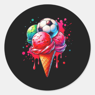 Tropfen Soccer Ice Creme Aquarell mit Sprinkl Runder Aufkleber