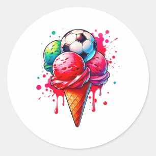 Tropfen Soccer Ice Creme Aquarell mit Sprinkl Runder Aufkleber