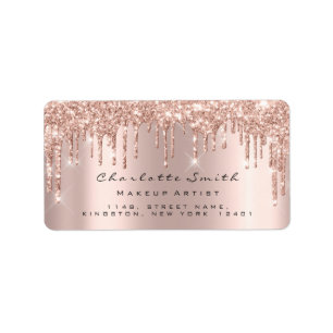 Tropfen UAWG Pink Rose Gold Funkelnd Glitzer Makeu Adressaufkleber