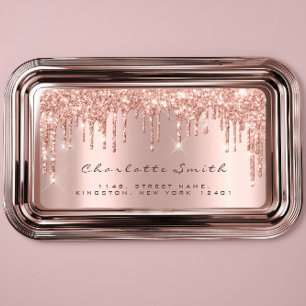 Tropfen UAWG Rosa Rose Rose Funkelnd Glitzer Makeu Adressaufkleber