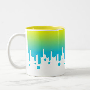 Tropfen von Gelb und Grün Zweifarbige Tasse