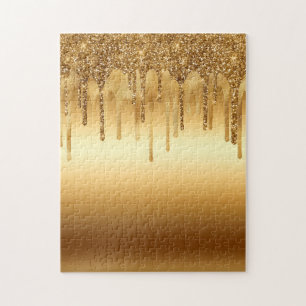 Tropfen von Gold Paint Glitzer Akzente Funkelnd