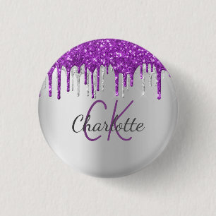 Tropfen von lila Glitzer Button