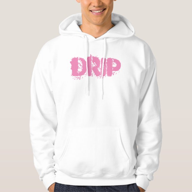 'TROPFEN" weißer Hoodie (Vorderseite)