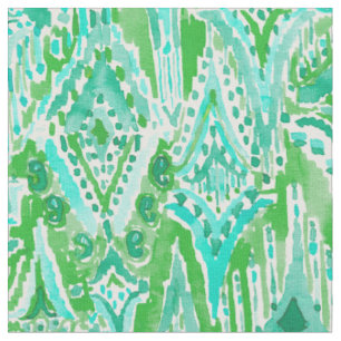 TROPFEN WUNDER Stammes- grünen Boho Ikat Aquarell Stoff