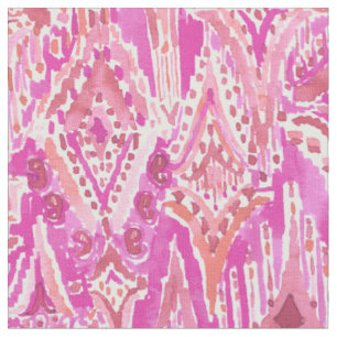 TROPFEN WUNDER Stammes- rosa Boho Ikat Aquarells Stoff