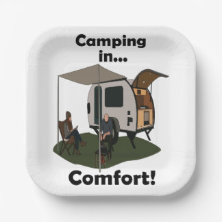 Tropfenanhänger-Camping im Komfort Camper-Party Pappteller