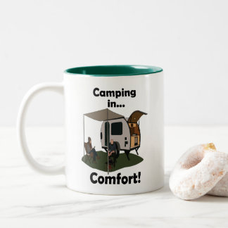 Tropfenanhänger-Camping in Komfort Glücklicher Cam Zweifarbige Tasse