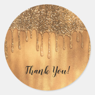 Tropfend in Gold Honig Glitter Sweet 16 Party Runder Aufkleber
