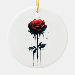Tropfende Blutrose: Gotische Blumenkunst Keramik Ornament