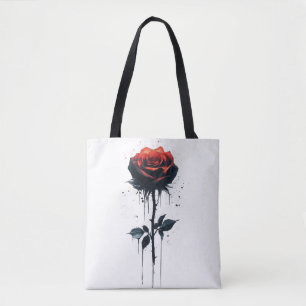 Tropfende Blutsrose: Gotische Blumenkunst Tasche