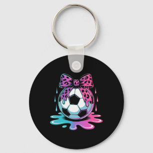 Tropfende Fußball Coquette Schleife Leopard Fußbal Schlüsselanhänger