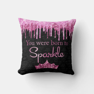 Tropfende Glitzer Pink Black Geboren zu Sparkle Lu Kissen