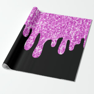 Tropfende Glitzern Glitzer Rosa Schwarz Geschenkpapier