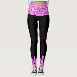 Tropfende Glitzern Glitzer Rosa Schwarze Monogramm Leggings