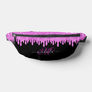 Tropfende Glitzern rosa Lavendel und schwarze Mono Bauchtasche
