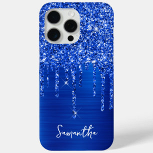 Tropfende königsblaue Glitter-Glamour-Name Case-Mate iPhone Hülle