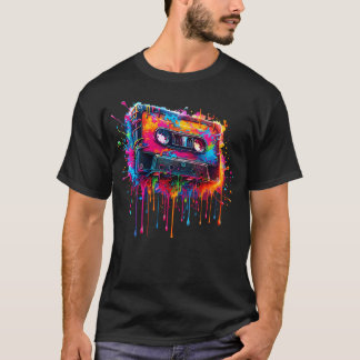 Tropfende Kunst-Kassettenspieler-Musik-Kassette T-Shirt