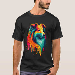 Tropfende Kunst Shetland-Schäferhund Sheltie T-Shirt