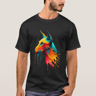 Tropfende Malerei Kunst Pharaonenhund T-Shirt