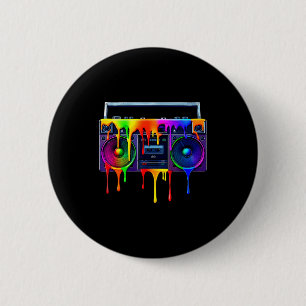 Tropfende Paint Boombox Lustige alte Schule 80er M Button