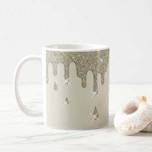Tropfende Silber-Glitzer-Wirkung und Glitzern Kaffeetasse