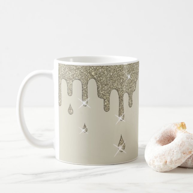 Tropfende Silber-Glitzer-Wirkung und Glitzern Kaffeetasse (Mit Donut)