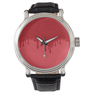 Tropfende Tomatenrote Custom-Uhr Armbanduhr