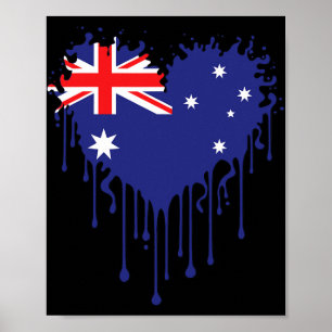 Tropfendes Herz Australiens Flaggen-Design für Sto Poster