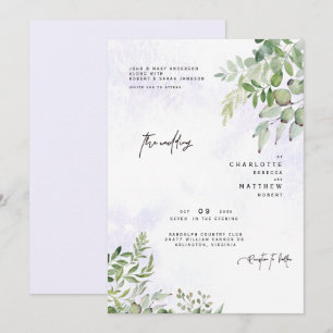 Tropfendes Laub Traumhafte Lavendel-Hochzeitseinla Einladung