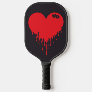 Tropfendes rotes Herz Pickleball Schläger