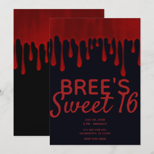 Tropfendes rotes Satinblut tropft Halloween Sweet  Einladung