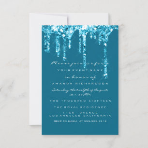 Tropfens Blue Aquamarin Glitzer Bridal Sweet 16. Einladung