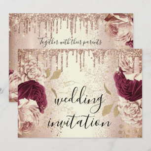 Tropfens Marsala Wedding Rose Gold Rose Burgund Einladung