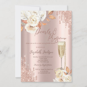 Tropfens Pearls Prosecco Boho Rose Brautparty Einladung