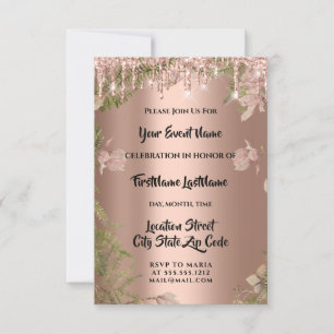 Tropfens Rose Bridal Wedding Wreath Woodland Fern Einladung