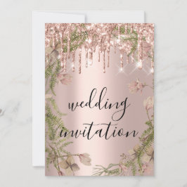 Tropfens Rose Gold Wedding Bridal Glitzer Florals Einladung