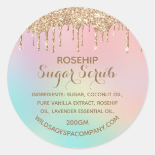 Tropffolie Rose Gold Glitzer Zucker Runder Aufkleber