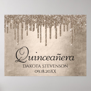 Tropfgold-Glitzer   Champagne Melt Quinceanera Poster