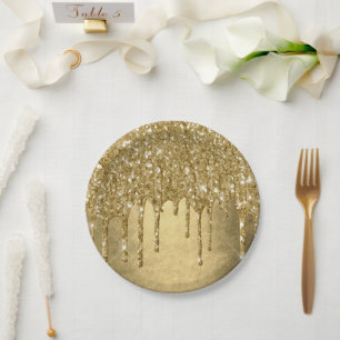 Tropfgold-Glitzer   Luxe Imitats Metallic Sparkle Pappteller