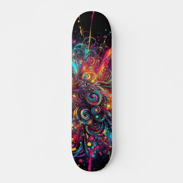 Tropfneon-Paint-Muster Skateboard (Vorne)