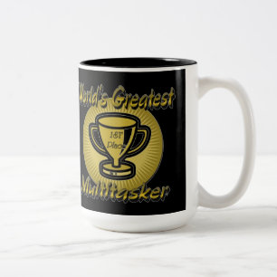Trophäe für den größten Multitasker der Welt Zweifarbige Tasse
