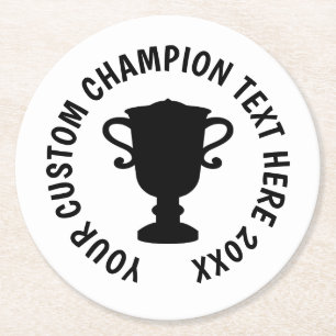 Trophäe-Silhouette für den Weltmeister Runder Pappuntersetzer
