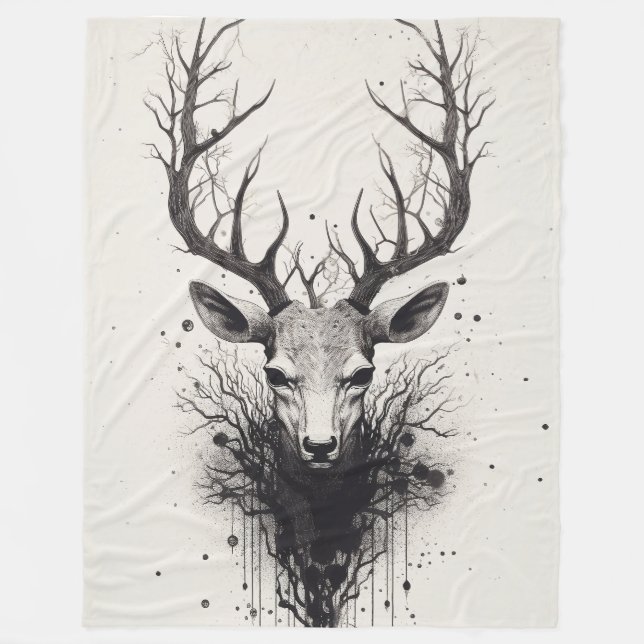 "Trophy Deer" Fleecedecke (Vorderseite)
