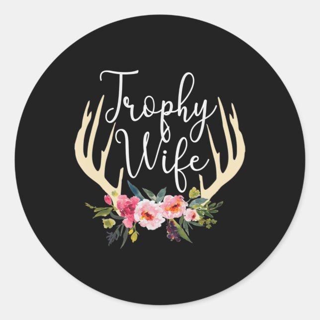 Trophy Ehefrau Niedliche Hirschantler Blume Jäger  Runder Aufkleber (Vorderseite)
