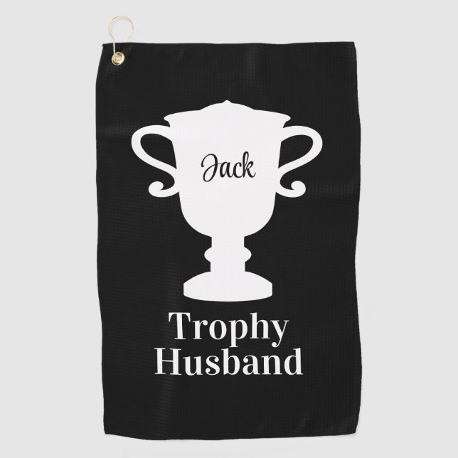 Trophy Ehemann Golfhandtuch mit individuellem Name (Vorderseite)