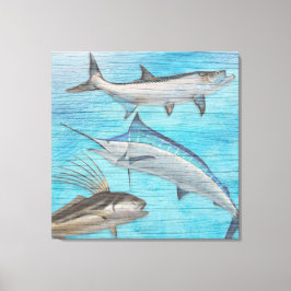 Trophy Saltwater Fish Tarpon Roosterfish Marlin Leinwanddruck
