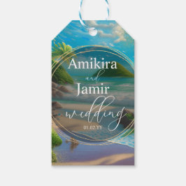 Tropic Beach Background Imitate Glitzer Hochzeit Geschenkanhänger