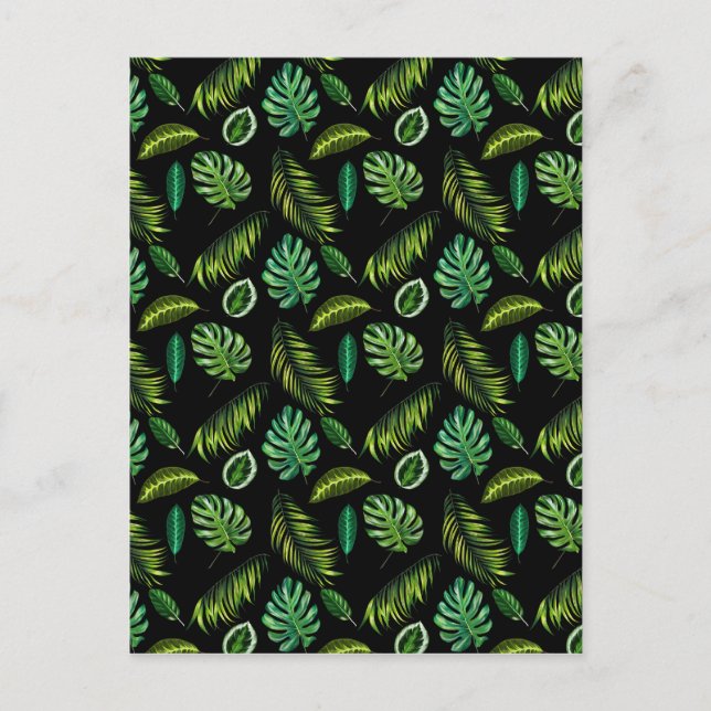 Tropic Blätter Muster handgefertigte Floral Tiki Postkarte (Vorderseite)